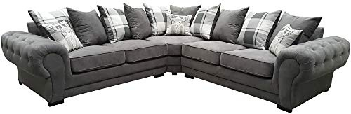 Dorado Corner Sofa Sectional 3 Seater 2 Seater Armchair Cuddle Chair Grey Velour Fabric (Grey, Corner 2c2)