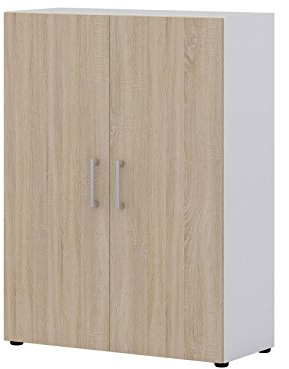 möbelando Aktenschrank Büroschrank Standschrank Ordnerschrank Schrank Büro Hamburg II Sonoma-Eiche/weiß