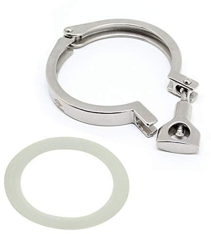 QiiMii Stainless Steel 304 Heavy Duty Sanitary Clamp Single Pin Tri Clover 3 inch with 1 pc Silicone Gasket, 1 Pack