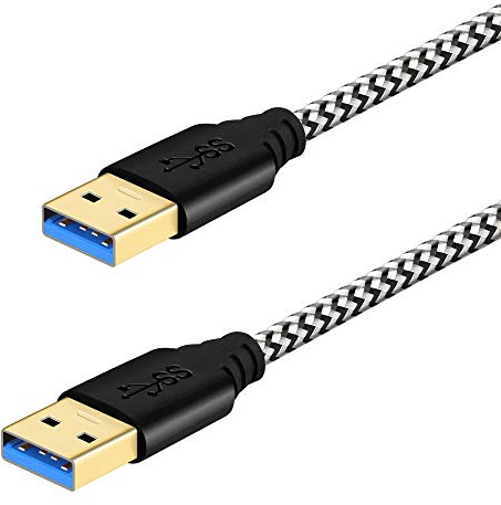Fasgear USB 3.0 A-zu-A-Kabel, Nylon-geflochtenes USB-zu-USB-Kabel, Stecker-zu-Stecker-Kabel, 5 Gbit/s für Festplattengehäuse, Modems, Kameras (1 m, Weiß)