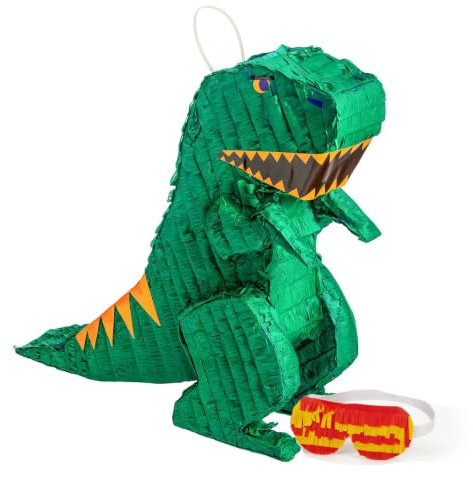 Fax Potato Rex the Dinosaur Pinata with Blindfold (W43 x D13 x H55cm) Fill Your Own Kids Large Party Supplies Themed Birthday Accessory Fun Decoration Pinata for Kids Parties