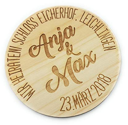 Wedding Save the Date Magnets, Personalized Wooden Magnets, Set of 5 pc