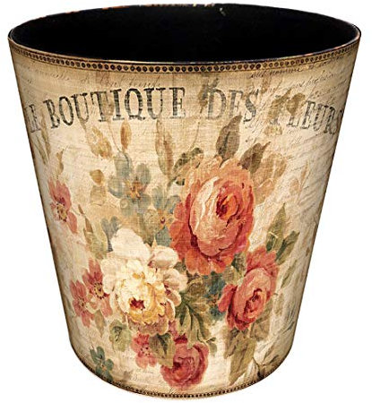 Scakbyer Papierkorb, 10L PU Leder Mülleimer der Flower Serie, Dekorative Abfallkorb, Kapazität kleine Abfallpapierkorb, Wasserdichte Mülleimer für Wohnzimmer, Schlafzimmer, Büro und Küche - Blume - 1