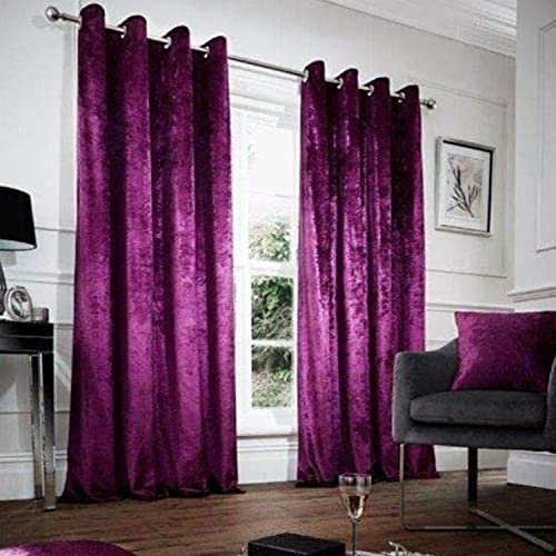 GC GAVENO CAVAILIA Crushed Velvet Ring Top Curtains | Luxurious Fully Lined Door & Window Treatment | Soft Velvet Drapes For Stylish Home Décor | Aubergine, 66X90 Inch