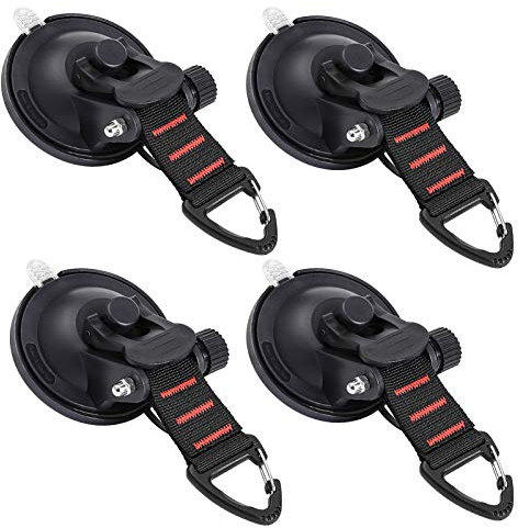 Conbola, 4 ventose resistenti con ganci, per auto, campeggio, campeggio, con ventosa e gancio di fissaggio, per tenda da barca, campeggio (4 pezzi)