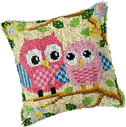 Eule Kissenbezug Kissen Zum Selber Knüpfen Knüpfteppich Knüpfkissen Knüpfhaken Knüpfset Für Kinder Erwachsene Oder Anfänger Latch Hook Kits 43x43 cm,A