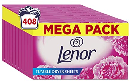 Lenor Tumble Dryer Sheets, 408 Sheets (34 x 12), Sparkling Bloom & Yellow Poppy, Long lasting Freshness When Tumble Drying