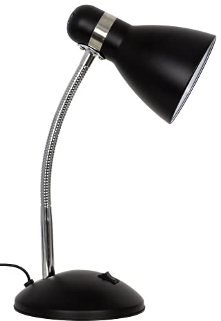 Bel Air Home - Schreibtischlampe Megara | Höhenverstellbar 40cm | Stabiler Fuß 15cm Durchmesser | E-27 Metall-Flexolampe für Büro und Heim, Silber, Pink, Schwarz, Weiß (SCHWARZ)
