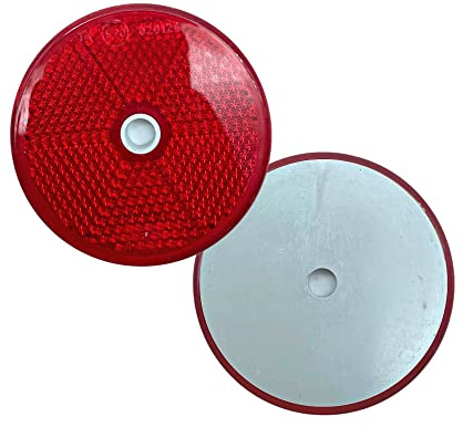 DOJA Barcelona | Anhänger Reflektor Rund | Rückstrahler Universal | Katzenaugen Anhänger | Pack 10 Rot | Anhänger Beleuchtung, Reflektoren Aufkleber, Auto Reflektoren, Wohnwagen Katzenaugen