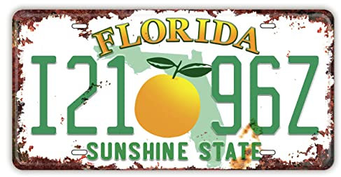 Panguru Replica Vintage Florida License Plate Tags Embossed Metal Number Tags Car Registration Plates 12x6 Inch