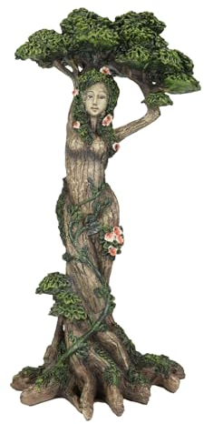 Ebros Gift Whispering Forest Celtic Greenman Tree Woman Gaia Dryad Ent Ureinwohner Erdgöttin mit breitem grünen Baldachin Figur Baum des Lebens Mystische Kreatur Sein Flora und Fauna