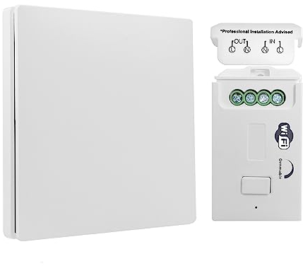 Kinetic Wireless Switch Kit, IP65 Waterproof Push Button Switch, On/Off Dimming For Lights (Dimmable Switch Kit)