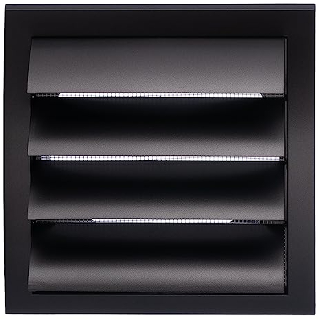 Steinberg14 Antracita Ø 150mm Rejilla de Ventilación con Láminas Tipo Persiana. Rejilla Cuadrado con Brida para Tubos de Ventilacion y Mosquitera, de Plastico ABS