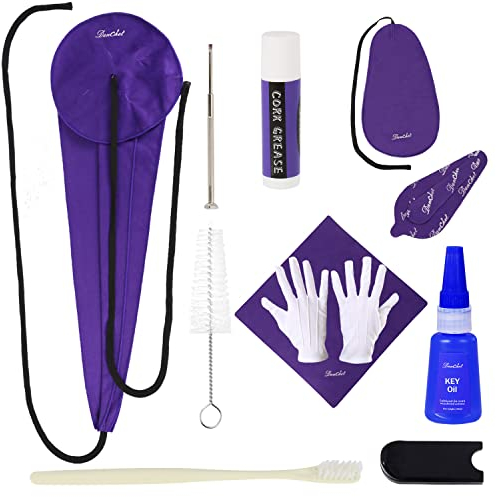 Saxophone Cleaning Kit, Alto Saxophone Maintenance Cleaning Kit with Key Oil, Cork Grease, Cotton Swabs, Cleaning Cloth, Thumb Rest, Mouthpiece Brush, Etc.