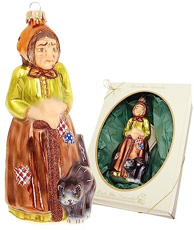 Krebs Glas Lauscha - Weihnachtsdekoration/Christbaumschmuck aus Glas - Motiv: Hexe Befana - Größe: 17 cm - Made in Germany