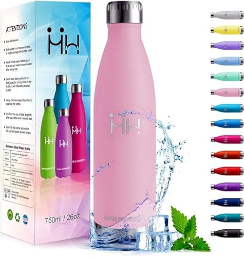 HoneyHolly Trinkflasche Edelstahl - 750ml - Thermosflasche, BPA-Frei, Trinkflasche Sport - Auslaufsicher Wasserflasche, Trinkflasche Kohlensäure Geeignet, Thermoskanne für Fitness, Gym, Fahrrad