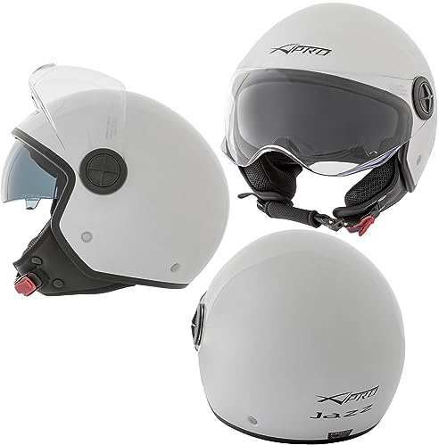 Casco Jet Moto Visiera Parasole Scooter Aperto ECE 22-06 Antigraffio Bianco XL