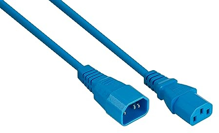 kabelmeister Kaltgeräteverlängerung Kaltgeräte-Stecker C14 an Kaltgeräte-Buchse C13- blau - 0,75mm² - 2m