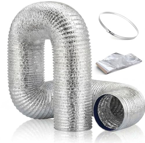 7 Inch Dryer Vent Hose, 10FT Flexible Dryer Ducting Tube Aluminum Non-Insulated Air Duct Exhaust Fan Hose for HVAC Ventilation Heating Systems Indoor Outdoor