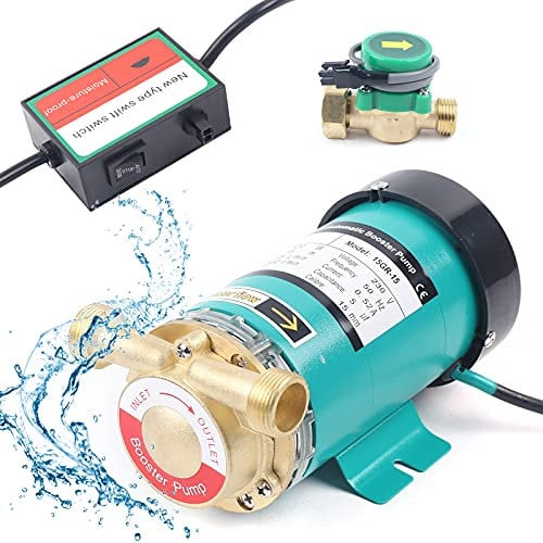 BAOCHADA Shower Pump, 220V Circulation Pump Hot Water Booster Pump, Automatic Cold Hot Water Pressure Booster Pump, Outlet 3/4 Inch Electric Booster Pump for Home Shower, Garden Hose Irrigation