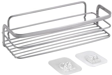 Metaltex Bad Regal Origin LUXY, Ablage ohne Bohren, selbstklebend, 26 cm, Silber, 1-Etg.