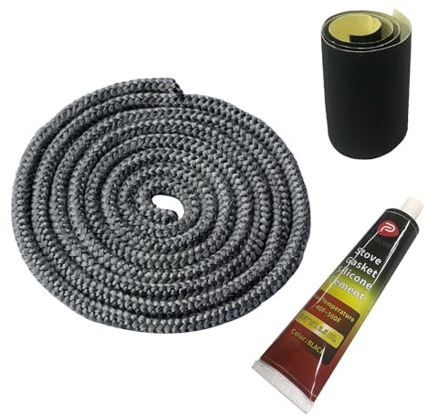 Joint de poêle à bois, kit de joint de porte de poêle à bois 8 mm, joint en fibre de verre résistant aux hautes températures, corde de remplacement pour poêle ou cheminée, longueur 1,8 m