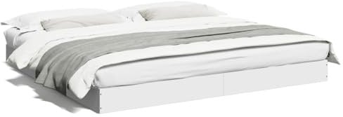 vidaXL Bettgestell, Bett Doppelbett für Schlafzimmer, Bettrahmen mit Lattenrost, Schlafzimmerbett Modernes Design, Weiß 180x200cm Holzwerkstoff