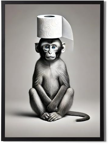 State Media Vision Poster A3 Singe avec tête de toilette sans cadre – 29,7 x 42 cm – Décoration murale de salle de bain