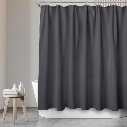 SANFINO Duschvorhang 180x200 inkl. 12 Ringe - Wasserdichter Badevorhang Schwarz für Badewanne und Dusche, Anti-Schimmel Duschvorhang Textil, Antibakteriell & Öko-Tex Zertifiziert - Black
