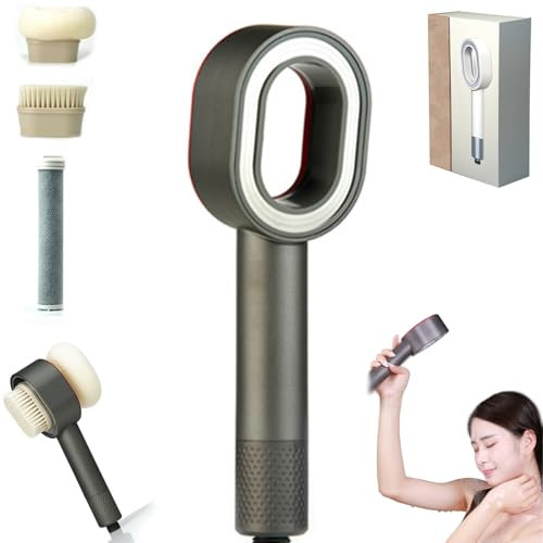 Eevhrqw Filtersonic 3 In 1 Duschkopf Doodle,Hochdruck Duschkopf Mit Filter,Duschkopf Filter Gegen Kalk,Filter Duschkopf,3in1 Duschkopf Mit Schwamm Für Entfernen Vom Harten Wasser (Grey)