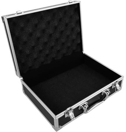 VOSAREA Caja de herramientas de aluminio maletín rígido de aluminio maletín de herramientas portátil maletín de herramientas de mantenimiento maletín organizador de herramientas herramientas asa bolsa