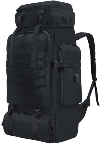 Toguma 80L Innenrahmenrucksack Wanderrucksack für Männer Frau, großer taktischer Rucksack Rucksack Reise Tagesrucksack Laptop Rucksack zum Klettern Outdoor Sport (Schwarz)