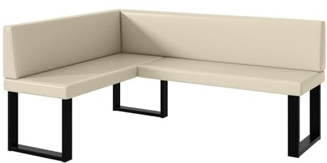 MEBLINI Eckbank für Esszimmer - Küchenbank - Essecke - Sitzecke Küche - Toni - U-Beine 128x168x87cm Links - Creme Kunstleder