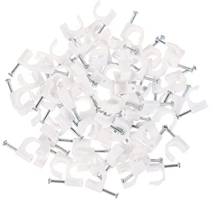 CIYODO 500stücke Stahlnagel-kabelclips Für Netzwerke Und Telefonleitungen Kabelmanagement-clips Zum Befestigen Von Kabeln An Wänden Und Böden Kunststoffgehäuse in Weiß