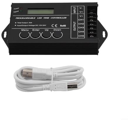 TC420 RGB LED Display Controller Timer für 5 Kanal DC12 24V programmierbare Beleuchtungssteuerung mit einstellbarer Helligkeit und Geschwindigkeit