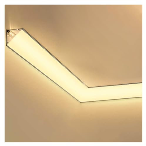 Stuckleisten Decke LED Sockelleisten-LED-Streifenlicht-Aluminiumkanal, lineare Sockelleisten-Beleuchtungsleiste, indirekte Beleuchtungsleiste für Sockelleistenabdeckungen in Flur/Küche/Theater/Büro(Ou