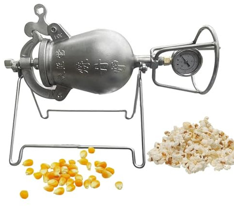 MTHHSXB Máquina para Hacer Palomitas de maíz, Olla Tradicional China Vintage para Palomitas de maíz, Amplificador de Granos Manual de Acero Inoxidable para divertirse en Fiestas en casa (530 ml)