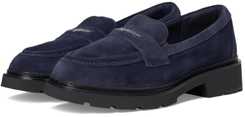 Clarks Collection Women's Lauryl Step Loafer, Navy Suede, 9 M US