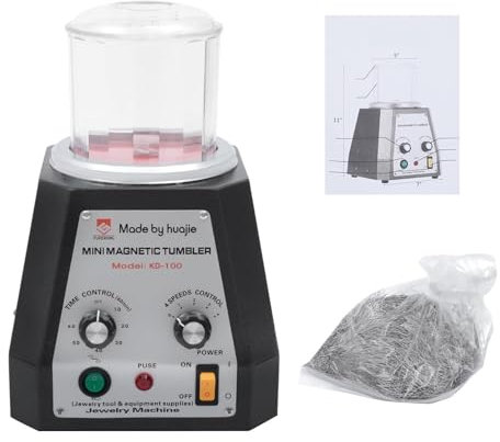 Mini Magnetic Tumbler Mini Magnetic Tumbler, Jewelry Polisher Finishing Machine Adjustable 4-Speed 2000 RPM 100mm Jewelry Tumbler Magnetic Jewelry Polisher And Finisher Machine For Light Metal