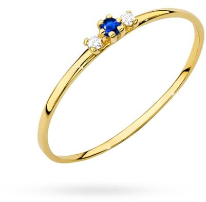 MARKO Ring Damen Gold mit Zirkonia – Echtgold Schmuckring Glitzer – Verlobungsring Damen Gold – Frauen Ringe Schmuck – Ästhetischer Love Everlasting - Anxiety (Marineblauer Zirkoniumdioxid, 54 (17.2))