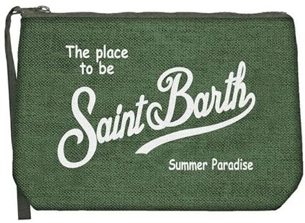 Saint Barth MC2 MC2 POCHETTE ALINE IN LINO VERDE MILITARE - UNI