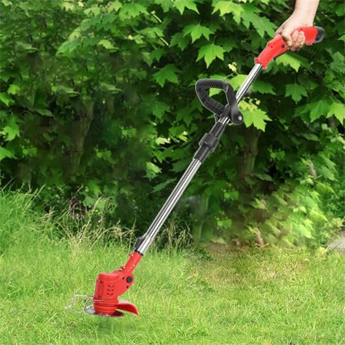 gihusrzx 12-inch String Trimmer, 20V Cordless Weed Trimmer with Auto Line Feed, 2 X 2.0Ah Battery & Charger Included, Powered Lawn Edger, Electric Handle Weed Lawn Eater Edgerc Red