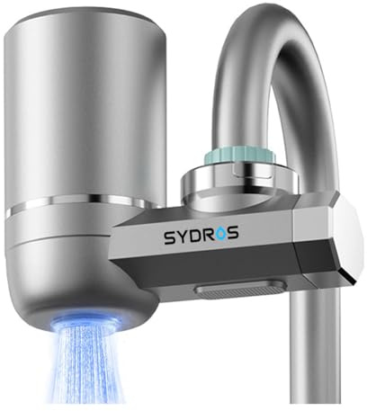 SYDROS Vitaqua Wasserhahnfilter - 5-Stufen-Filter mit UV-Technologie | 5-Stufen-Filtration reduziert Mikroplastik, PFAS, Chlor, Bakterien und Viren – UV-Technologie ohne Strom oder Batterie