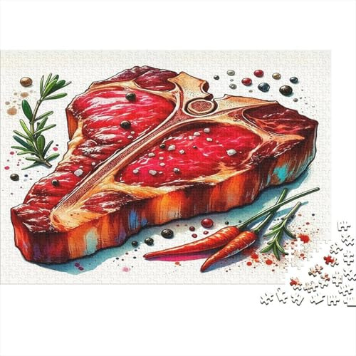 Large Steak with Herbs Jigsaw Puzzle 1000 Piece for Adults, Fun and Challenging Family Game 52x38cm/1000pcs
