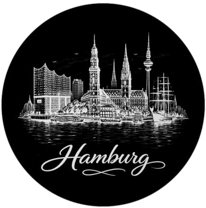 Hamburg Skyline Magnet mit Flaschenöffner mit Elbphilharmonie und Michel Souvenirmagnet - Hamburg-Spruch