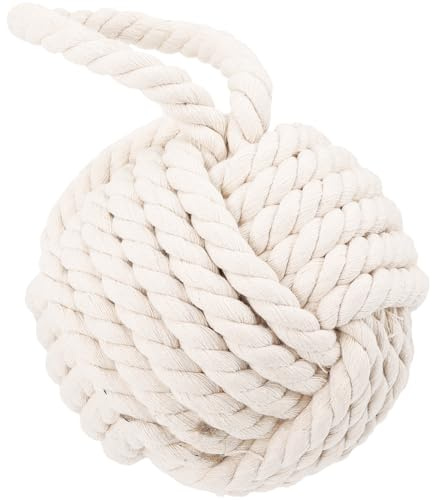 HANABASS Cotton and Linen White Ball Door Stop with Anti-Collision Feature, Works on Multiple Surfaces, Stylish Decorative Door Stopper for Home, Restaurant, and Bar Use