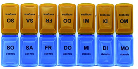 TIGA-MED Pillendose Morgens/Abends | extra große Fächer | Tage abnehmbar | Tablettenbox für 7 Tage | Medi Box Medikamenten Dosierer