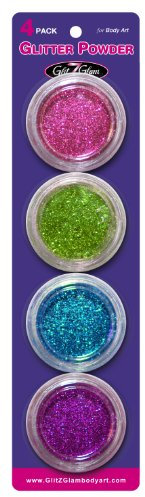 Riempimento Tattoo Glitterato: Confezione Extra Large da 4 di colori Tenui Glitterati per Tatuaggi Temporanei/Tatuaggi Glitterati