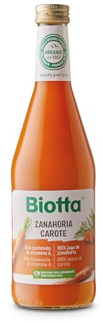 Biotta Jugo de Zanahoria puro | 100% BIO | Prensado directo | Sabor excepcional desde 1957 | Zumo Sin diluir Natural| Lactofermentado | 500 ml