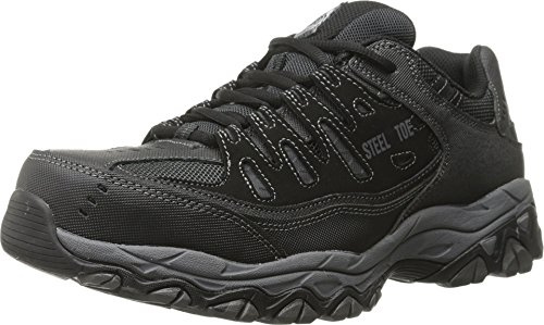 Skechers Men's Cankton Steel Toe Construction Shoe - Electrical Hazard Rated, Memory Foam, Black/Charcoal, 7.5